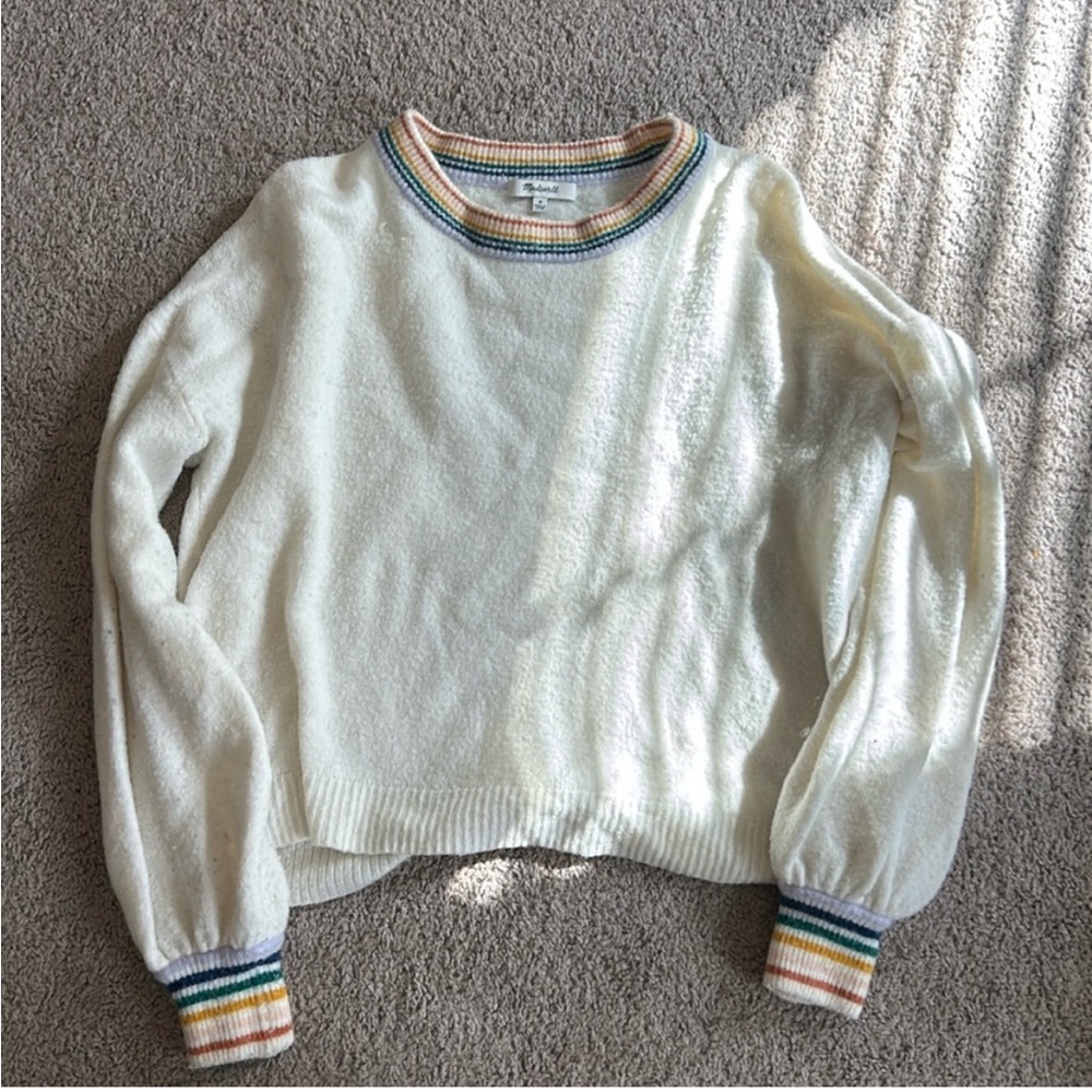 Madewell Sweater with Rainbow Trim
